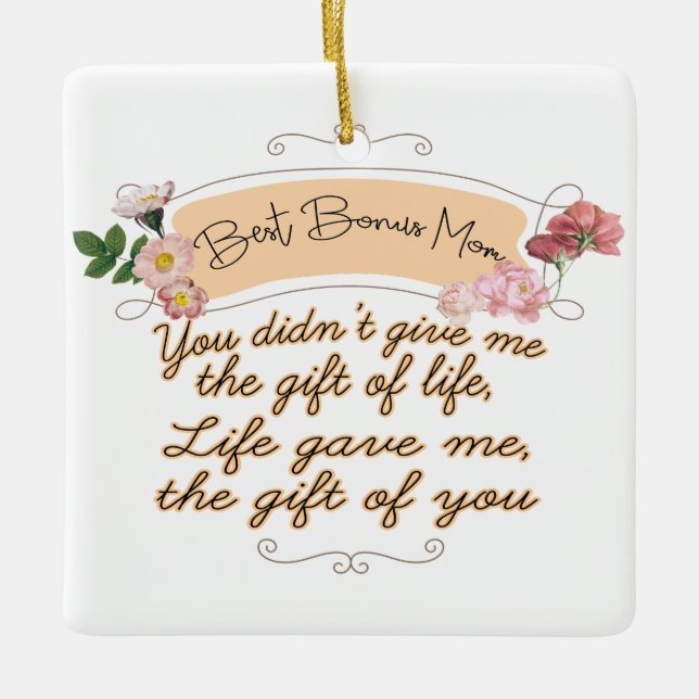 Best Bonus Mom Ceramic Ornament (Front)