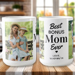Best BONUS MOM Ever Custom 2 Photo Step Mom Coffee Mug<br><div class="desc">Introducing our heartfelt Mother's Day coffee mug, designed especially for bonus moms, step moms, and step mothers who hold a special place in our hearts. This modern and stylish mug features the message: "Best Bonus Mom Ever" It is a sweet and heartfelt way to express gratitude and love to those...</div>
