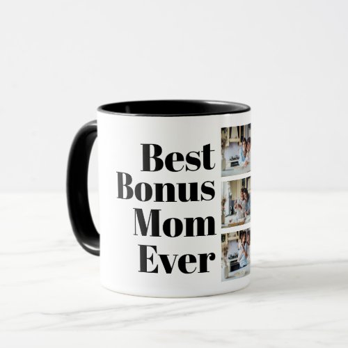 Best Bonus Mom Ever Stepmom gift 3 Photo Collage Mug