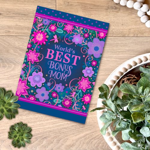 Best Bonus Mom Floral Pretty Unique Mothers Day Card
