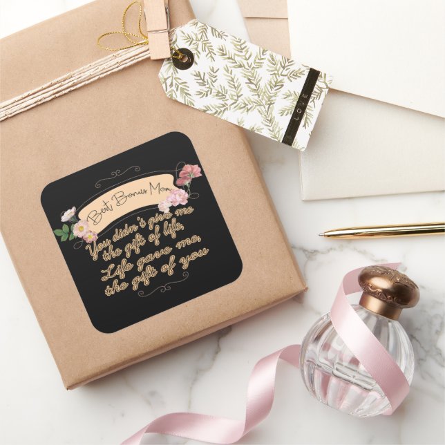 Best Bonus Mom Square Sticker (Gifting)