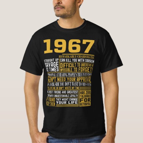 Best Born in 1967 Facts for Mens Womens Bday Gif T_Shirt