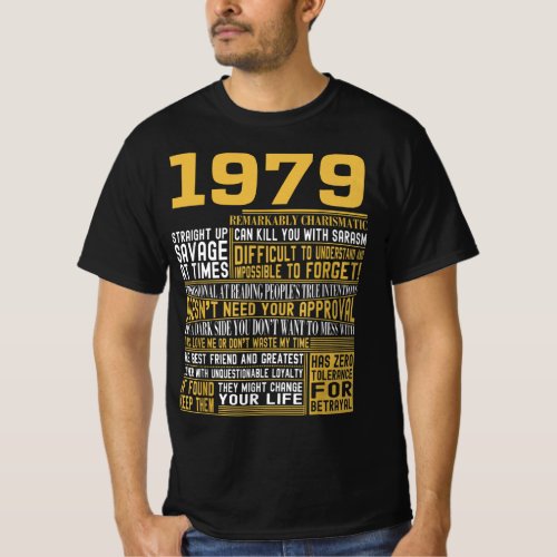 Best Born in 1979 Facts for Mens Womens Bday Gif T_Shirt