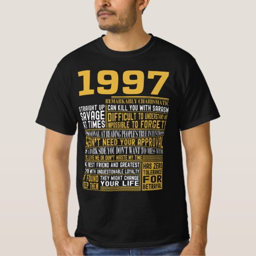 Best Born in 1997 Facts for Mens Womens Bday Gif T_Shirt