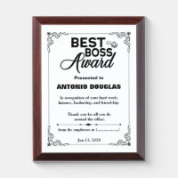 Best Boss Award Personalized Thank You Gift