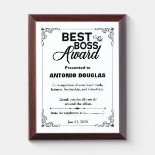 Best Boss Award Personalized Thank You Gift Plaque