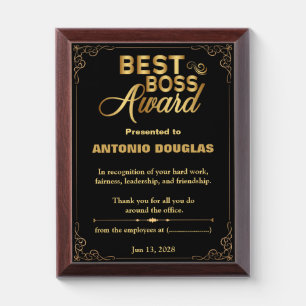 Best Boss Award Personalized Thank You Gift Plaque
