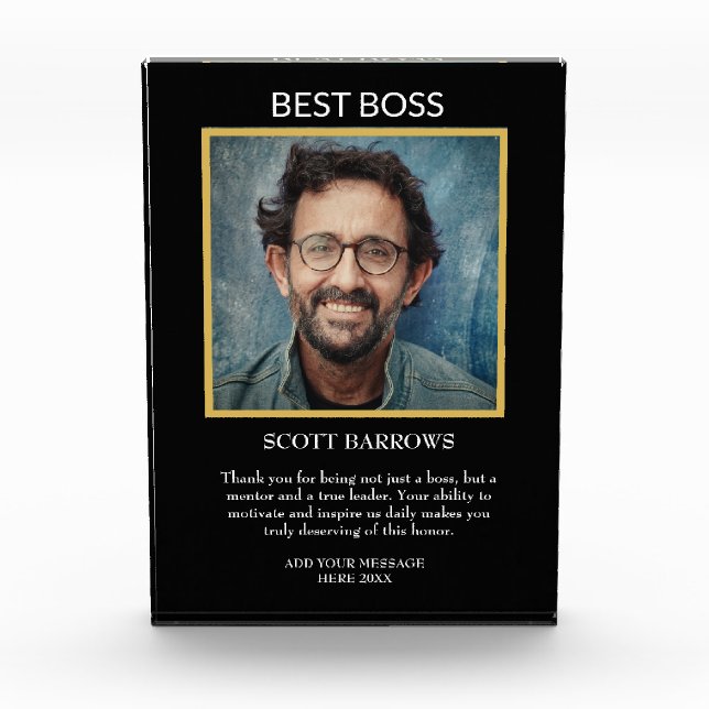 Best Boss award with photo (Front)