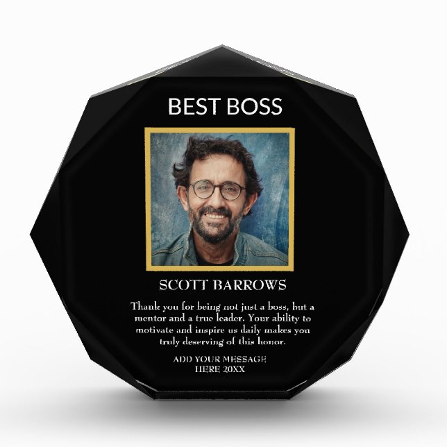 Best Boss award with photo (Front)