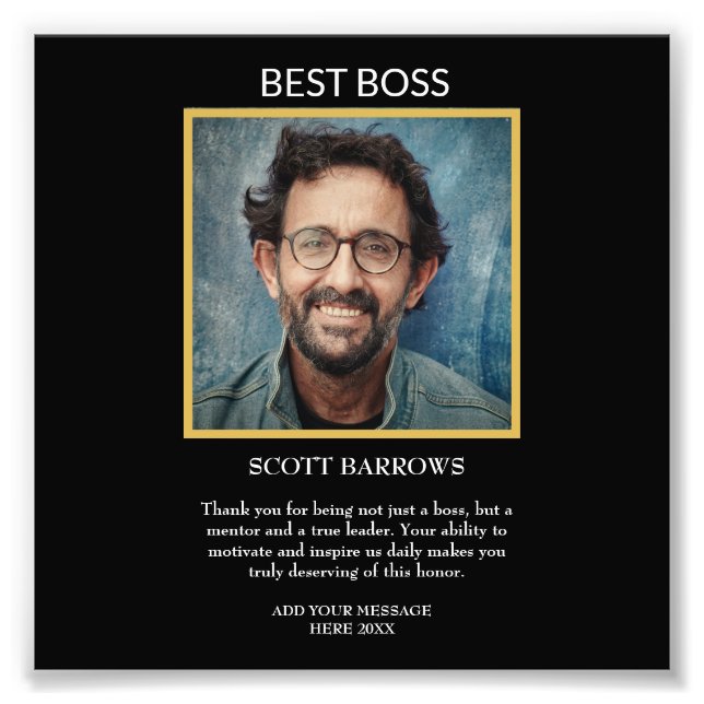 Best Boss award with photo (Front)
