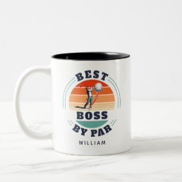 Best Boss By Par Custom Retro Golf Coworker Custom Two-Tone Coffee Mug