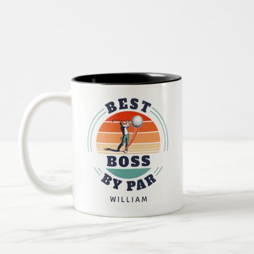 Best Boss By Par Custom Retro Golf Coworker Custom Two_Tone Coffee Mug