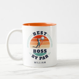 Best Boss By Par Custom Retro Golf Employer Coffee Two-Tone Coffee Mug