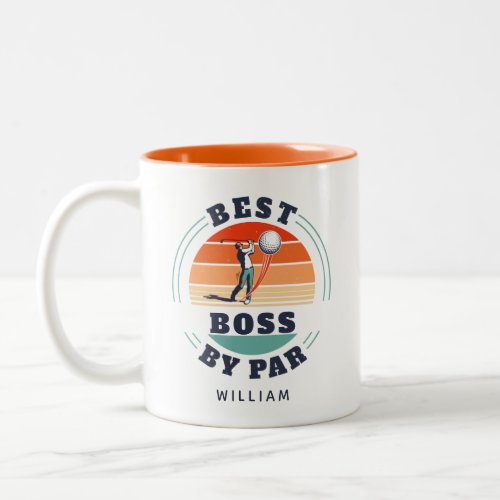 Best Boss By Par Custom Retro Golf Employer Coffee Two_Tone Coffee Mug