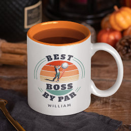 Best Boss By Par Custom Retro Golf Employer Two-Tone Coffee Mug