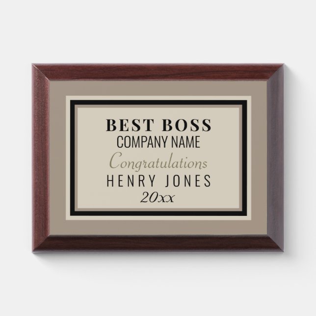 Best Boss Custom Wood Award Plaque (Horizontal)