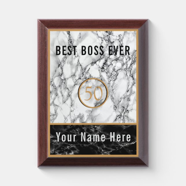 Best Boss Ever - Add Your Year/Name - Customizable Award Plaque (Vertical)