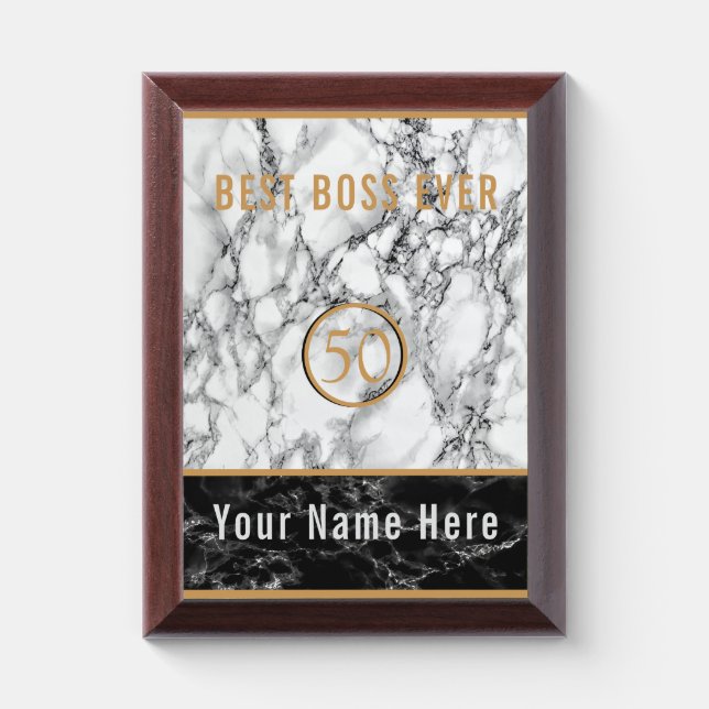 Best Boss Ever - Add Your Year / Name - Customize Award Plaque (Vertical)