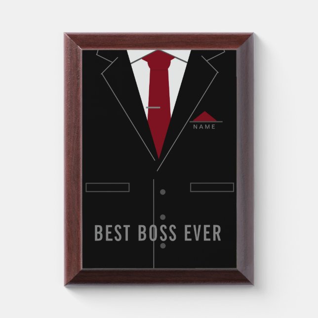 Best Boss Ever Award Plaque Personalized Name Text (Vertical)