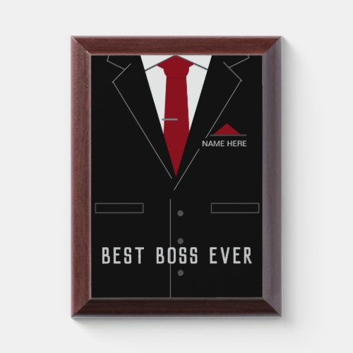 Best Boss Ever Award Plaque with Custom Name