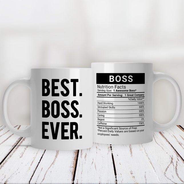 Best Boss Ever Black + Nutrition Facts, Giant Coffee Mug