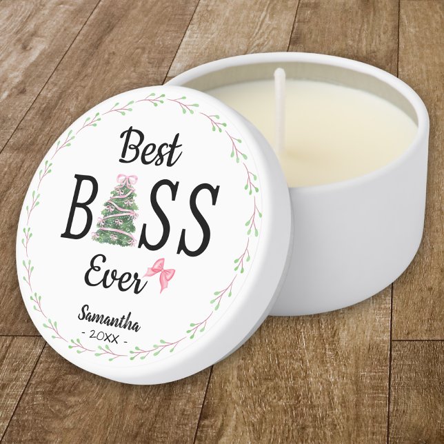 Best boss ever coworker wreath christmas tree mini candle favors (Creator Uploaded)