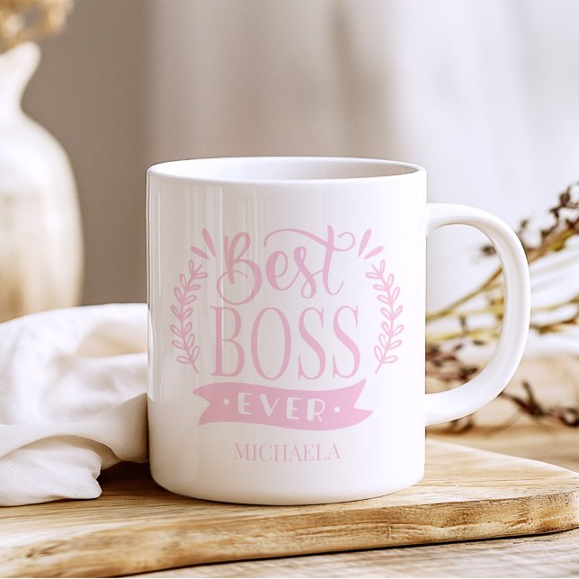 Best Boss Ever Personalized Wreath Coffee Mug (Creator Uploaded)