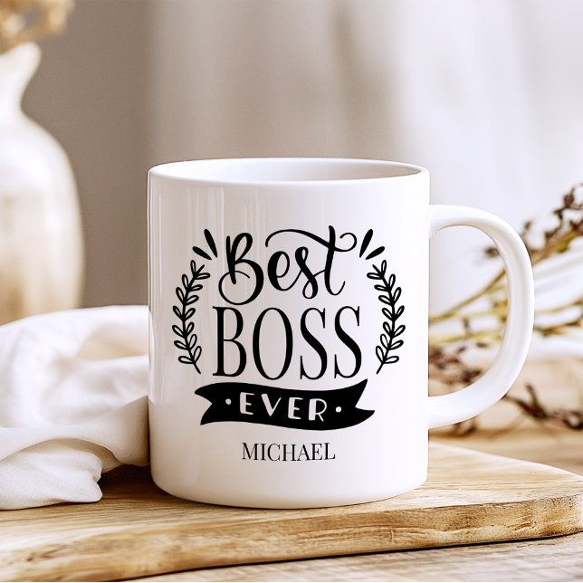 Best Boss Ever Personalized Wreath Coffee Mug (Creator Uploaded)