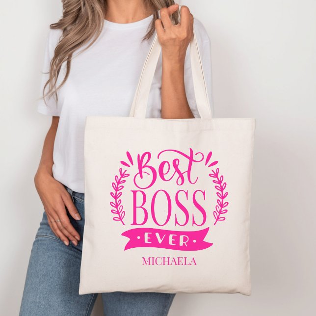 Best Boss Ever Personalized Wreath Tote Bag (Creator Uploaded)