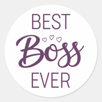 Best Boss Ever Puple Calligraphy Classic Round Sticker