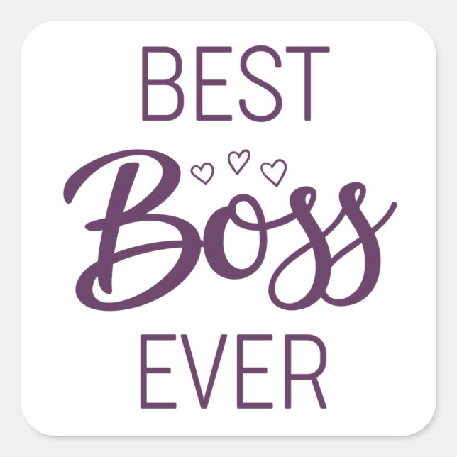 Best Boss Ever Puple Calligraphy Square Sticker (Front)