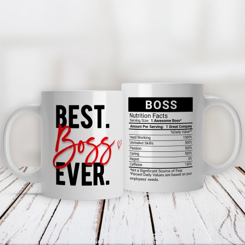 Best Boss Ever Red  Nutrition Facts Giant Coffee Mug