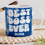 Best Boss Ever Retro Blue Tie Dye Custom Name Giant Coffee Mug at Zazzle