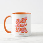 Best Boss Ever Retro Orange Custom Name Mug<br><div class="desc">Groovy retro typography that says "Best Boss Ever".</div>