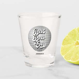 Best Boss Ever Silver Disco Ball Custom Name Shot Glass