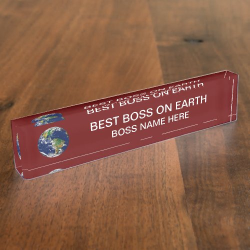 Best Boss On Earth With Planet Earth Desk Name Plate