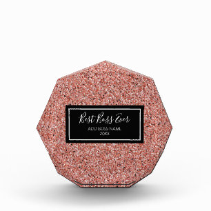 Best Boss Rose Gold Glitter Personalized Acrylic Award