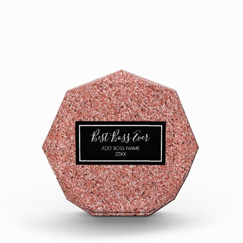 Best Boss Rose Gold Glitter Personalized Acrylic Award