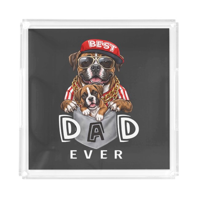 Best Boxer Dad Ever Acrylic Tray (Front)