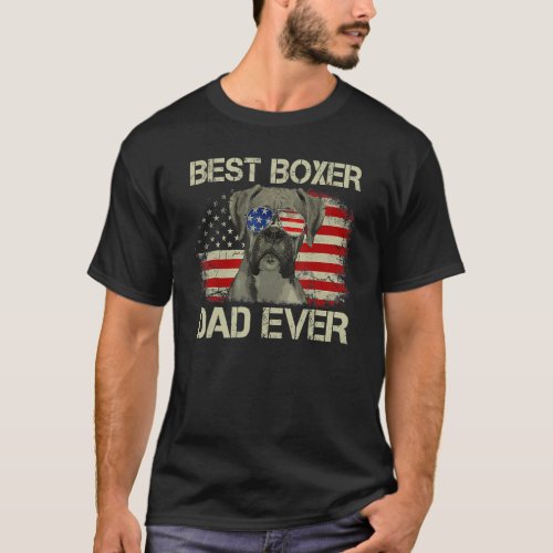 Best Boxer Dad Ever American Flag  Fathers Day T_Shirt