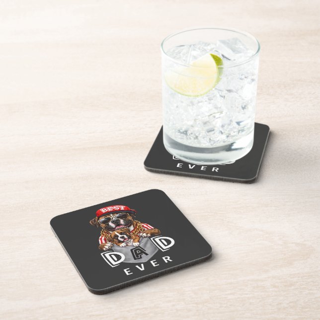Best Boxer Dad Ever Beverage Coaster (Right Side)