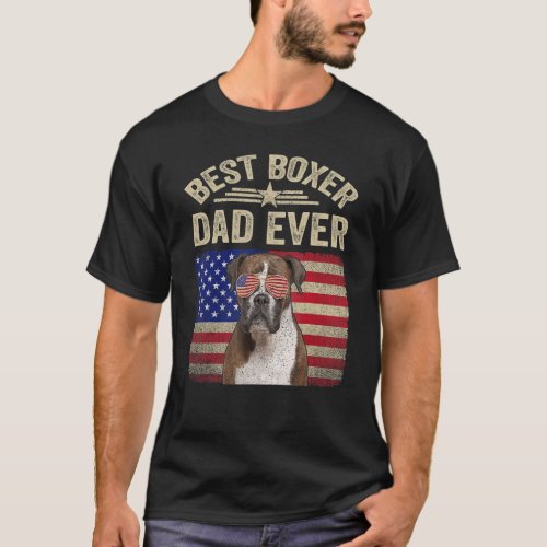 Best Boxer Dad Ever Dog  American Flag T_Shirt