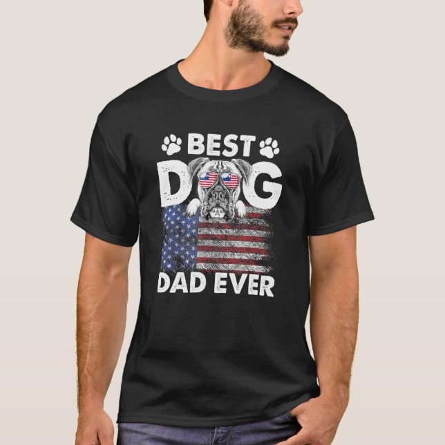 Best Boxer Dad Ever Dog American Flag T-Shirt (Front)