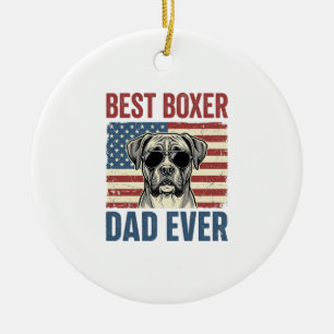 Best Boxer Dad Ever Vintage Dog Ceramic Ornament