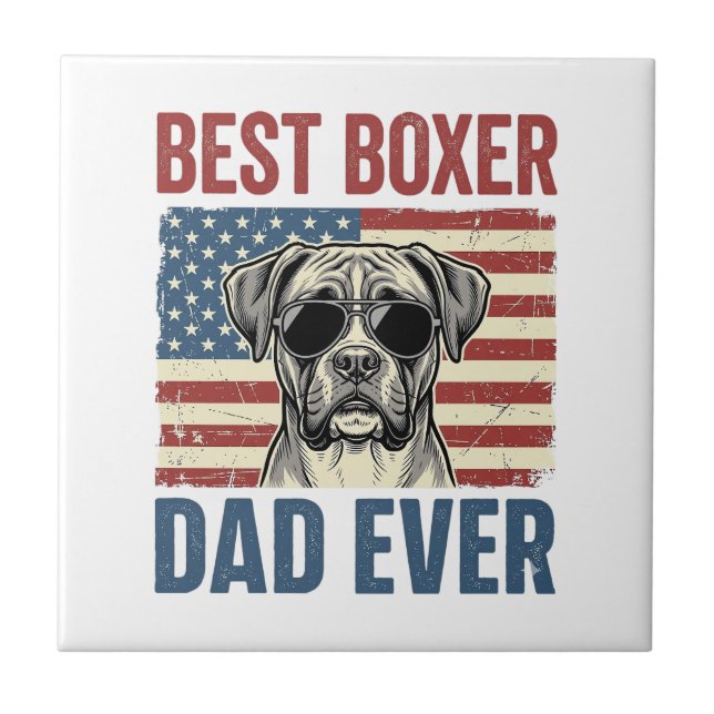 Best Boxer Dad Ever Vintage Dog Ceramic Tile (Front)