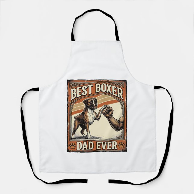 Best Boxer Dad Ever Vintage Dog Dad Apron (Front)