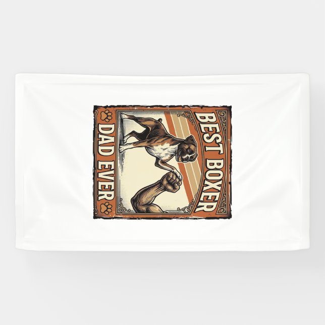 Best Boxer Dad Ever Vintage Dog Dad Banner (Horizontal)