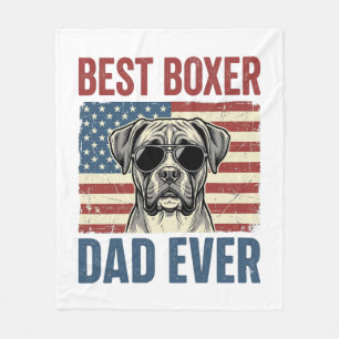 Best Boxer Dad Ever Vintage Dog Fleece Blanket