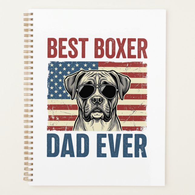 Best Boxer Dad Ever Vintage Dog Planner (Front)