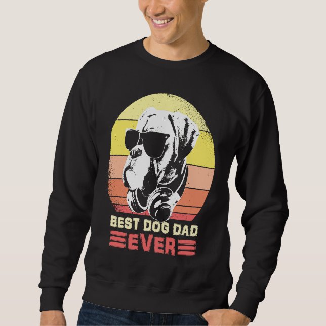 Best Boxer Dog Dad Ever Sunglasses And Headphones Sweatshirt (Front)